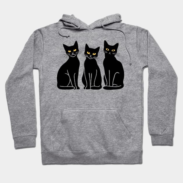 Three Cats black Three Mood Hoodie by hsayn.bara